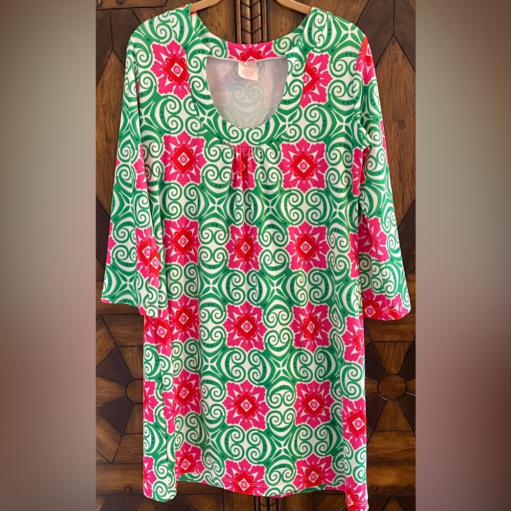 Parisou Ever-Dri Dress Paisley Floral Small by Michelle Parisou Green and Pink S
